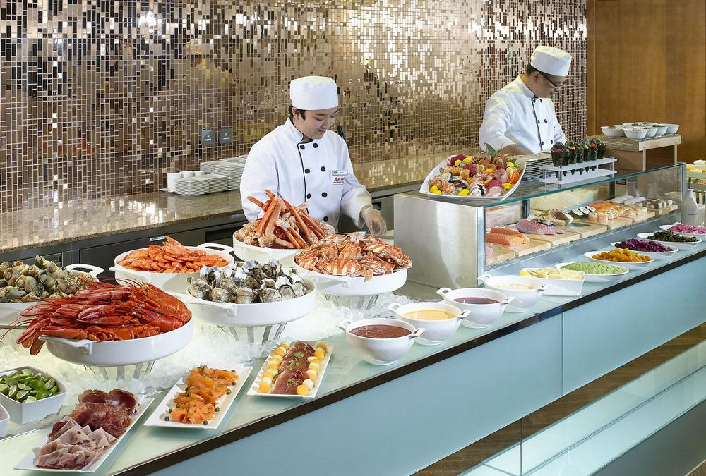 Hong Kong Skycity Marriott Hotel Exteriér fotografie A buffet at a hotel